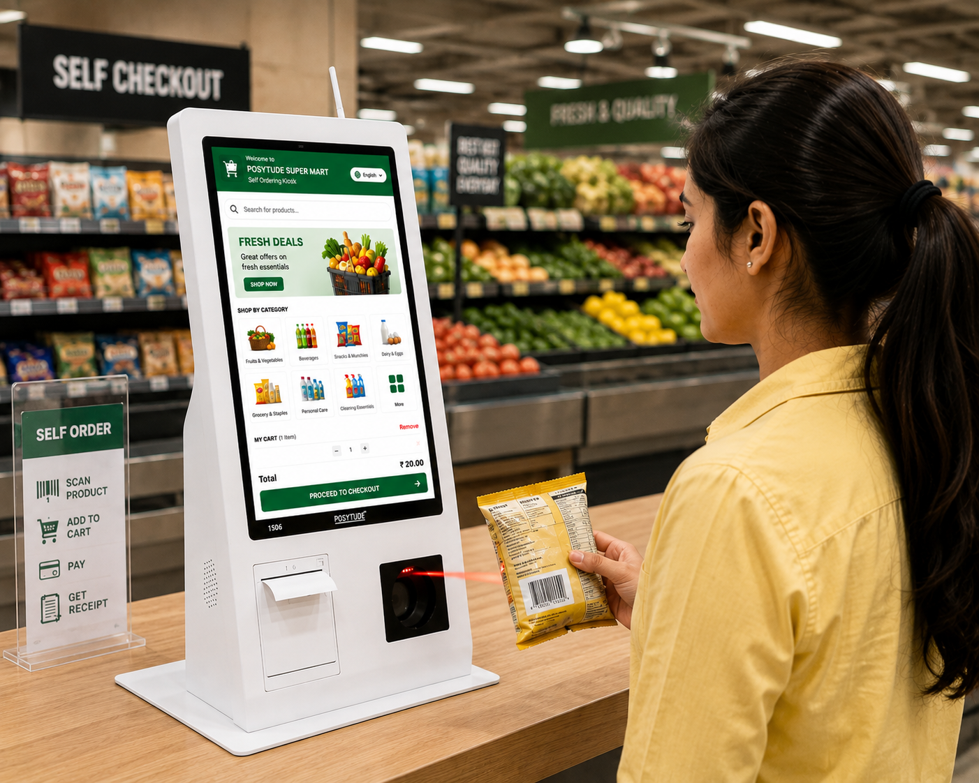 POSYTUDE 1506 Touch Screen Self Service Kiosk 21.5 Inch thumbnail 4