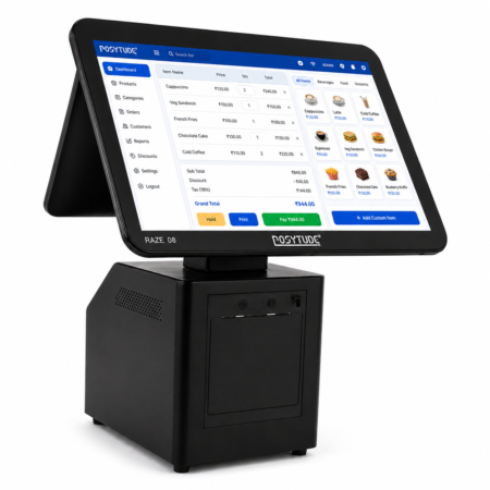 Dual Screen RAZE 08 Core i3, 8GB, 128GB mSATA, Touch Screen Point of Sale Billing Machine